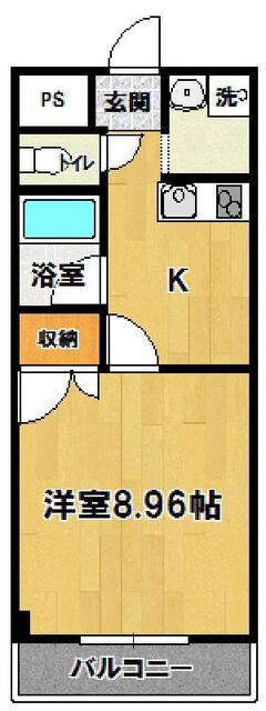 ソレイユ高野(1K/4階)の間取り写真
