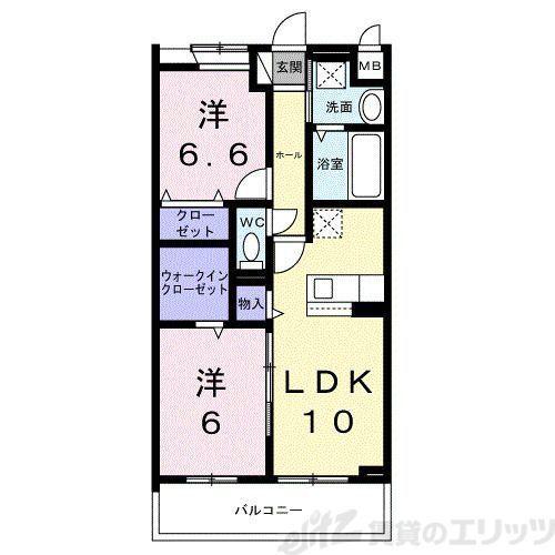 HILL COURT 水無瀬(2LDK/3階)の間取り写真