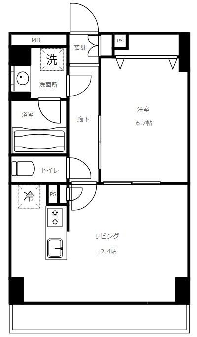 ドメーヌ神楽坂(1LDK/2階)の間取り写真