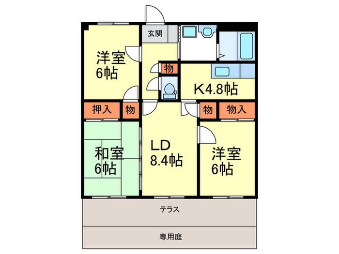 リバーピア大橋(3LDK/1階)の間取り写真