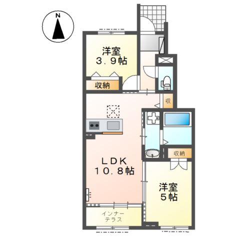 ソレイユテラス(2LDK/1階)の間取り写真