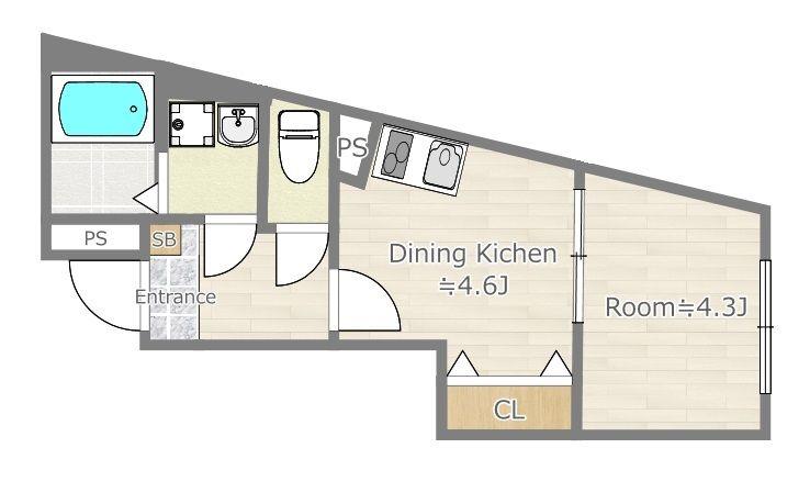 SAPPHIREESTATES(1DK/1階)の間取り写真