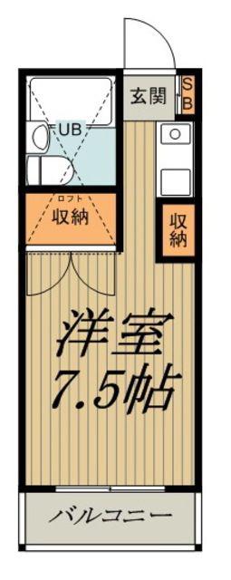 ドミール萩山(1K/2階)の間取り写真