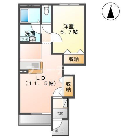 FRECCIA(1LDK/1階)の間取り写真