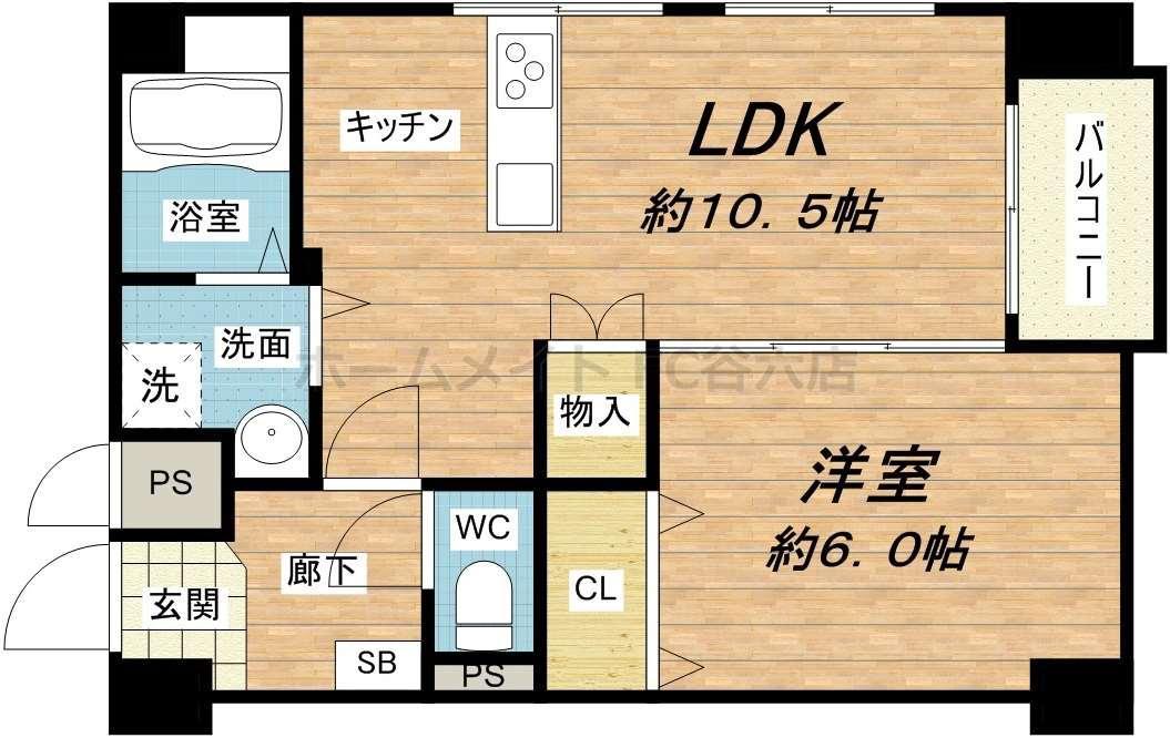 ハイマート清水谷(1LDK/3階)の間取り写真