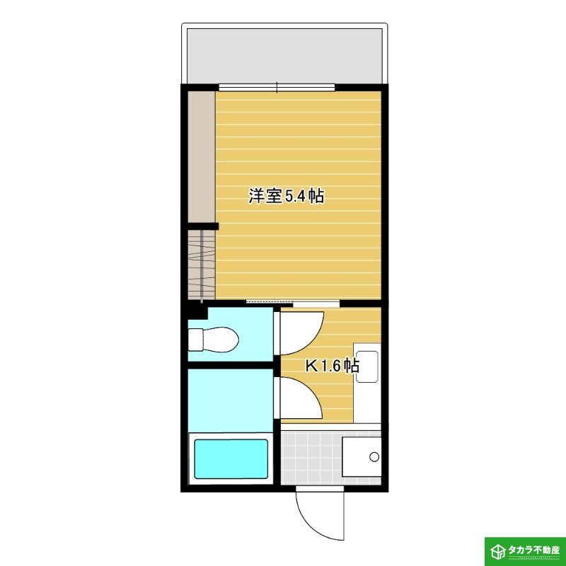 第二聖晃コーポ(1K/3階)の間取り写真