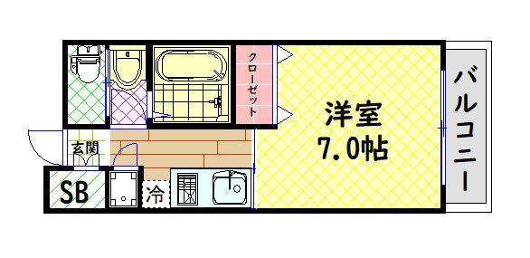 GRAND-K靭公園(1K/7階)の間取り写真