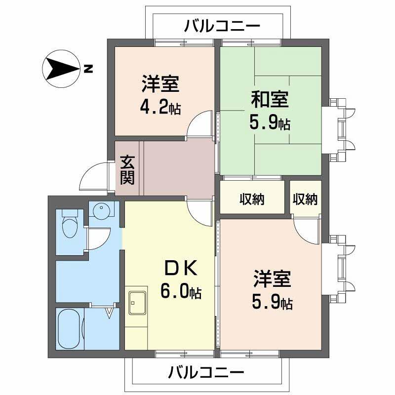 アネックスB(3DK/2階)の間取り写真