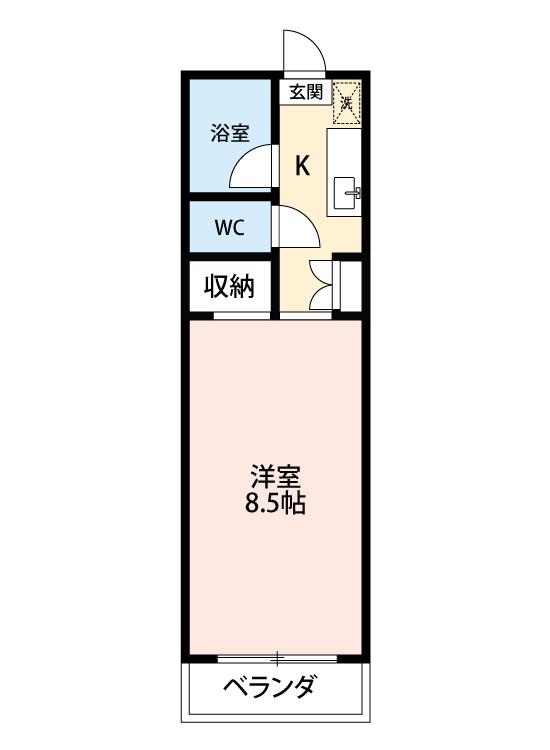 パレスはちまん(1K/2階)の間取り写真
