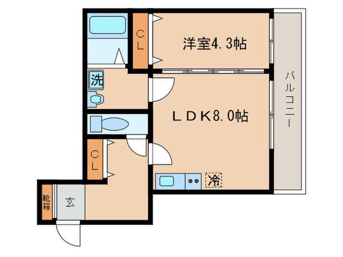 アイカーサ麩屋町(1LDK/2階)の間取り写真