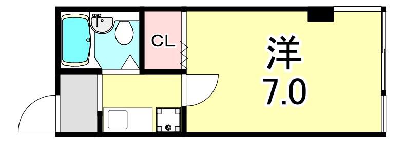 フラワーマンション(1K/2階)の間取り写真