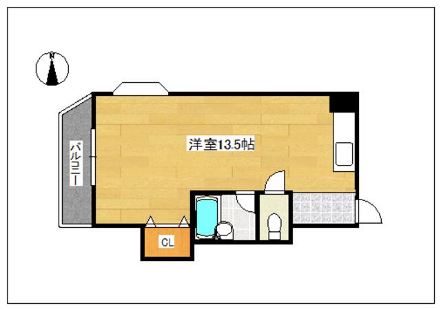 エスポワール城西(ワンルーム/2階)の間取り写真