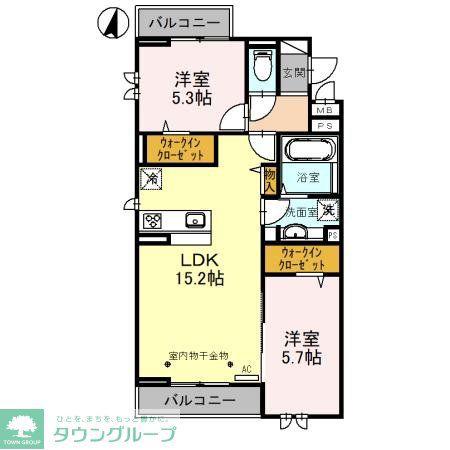 センカ II(2LDK/3階)の間取り写真