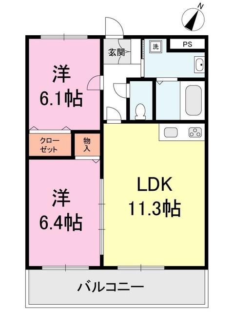 エトワール(2LDK/3階)の間取り写真