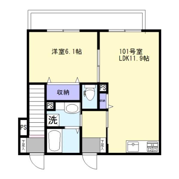 SAKURAVERDE南荻窪(1LDK/1階)の間取り写真