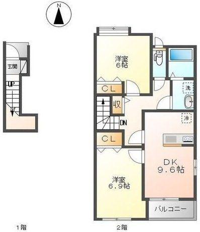 タンドル(2LDK/2階)の間取り写真