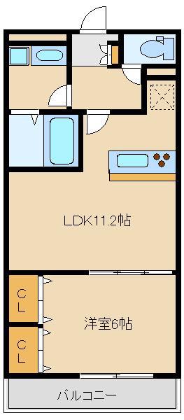リブリ・サニーヒル(1LDK/1階)の間取り写真