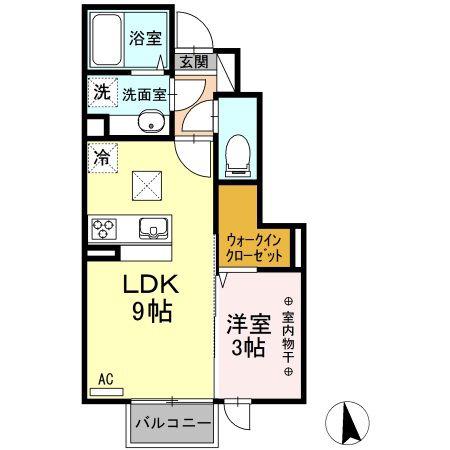 サンジュエル一本木(1LDK/1階)の間取り写真