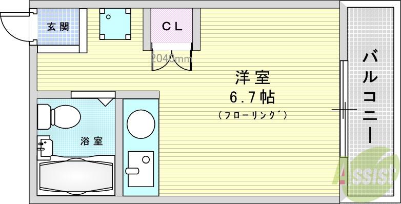 エスプライム新大阪2(1K/3階)の間取り写真
