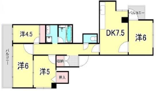 シャルマン王子公園II(4DK/2階)の間取り写真