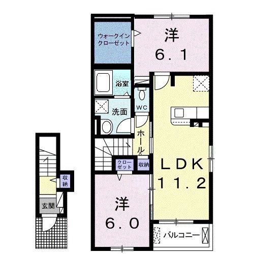 モスターサ A(2LDK/2階)の間取り写真