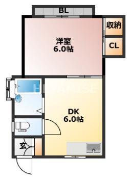 ハイツ紫苑(1DK/1階)の間取り写真