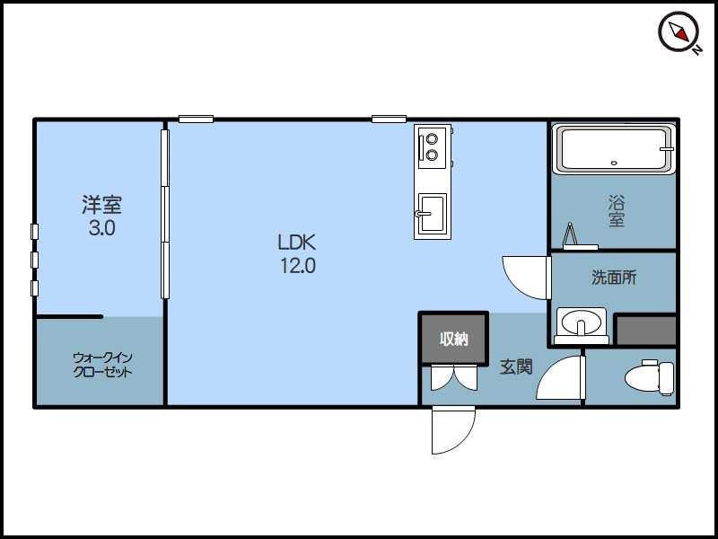 BROTE 万代(1LDK/1階)の間取り写真