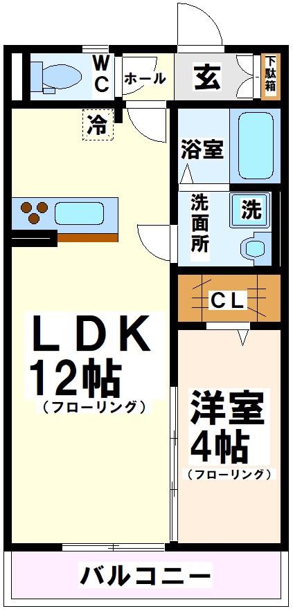 LOULOU MS 当社管理物件(1LDK/3階)の間取り写真