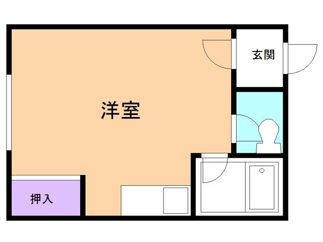 ハイツカレッヂ若草(ワンルーム/1階)の間取り写真