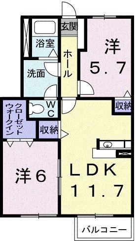 ロジュマン国分寺3(2LDK/1階)の間取り写真