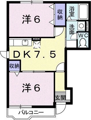 ファー イースト(2DK/1階)の間取り写真