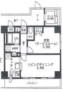 クエル田端(1LDK/6階)の間取り写真
