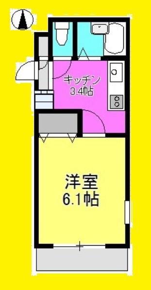 カームネストⅡ(1K/1階)の間取り写真
