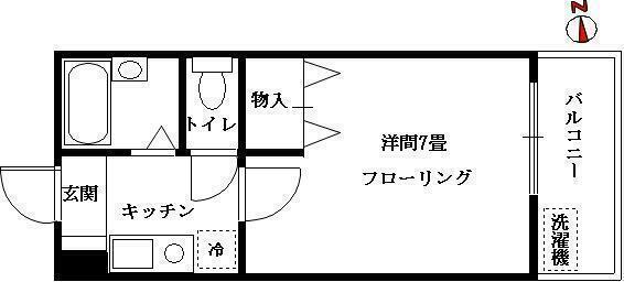 パインフィード國(1K/2階)の間取り写真