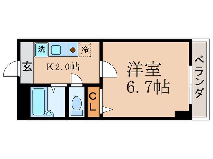 クレール山陵(1K/3階)の間取り写真