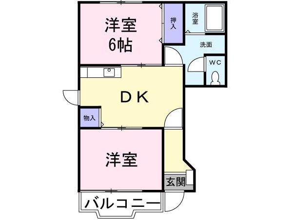 フォンターナ フェリチータAB(2DK/1階)の間取り写真