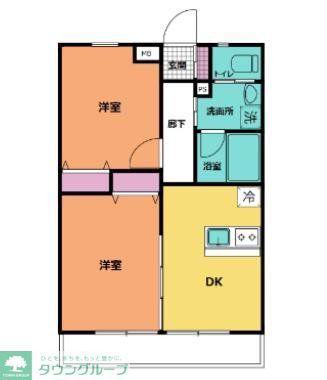 アステリア(2DK/2階)の間取り写真