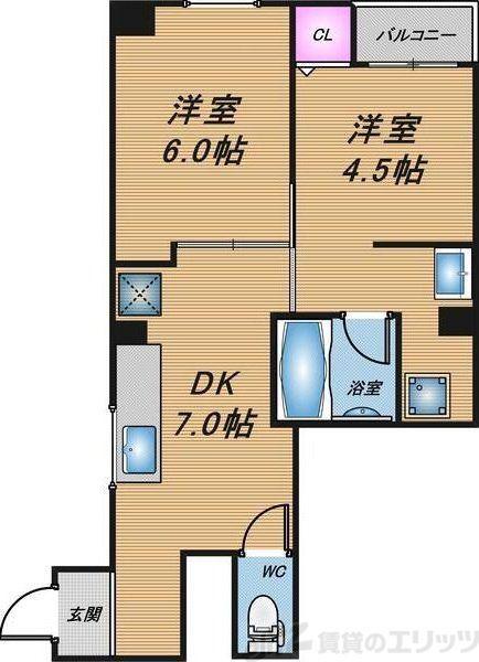 S.E.N.S TENROKU(2DK/5階)の間取り写真