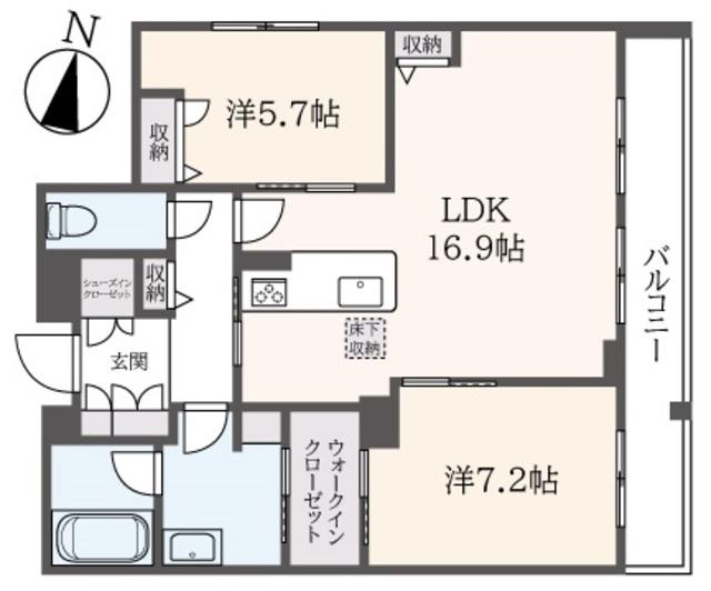 アン ポワリエ(2LDK/1階)の間取り写真