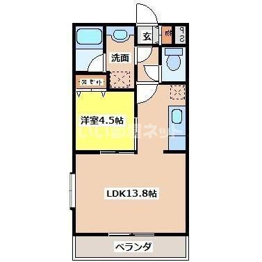サンライズ鎌取(1LDK/2階)の間取り写真