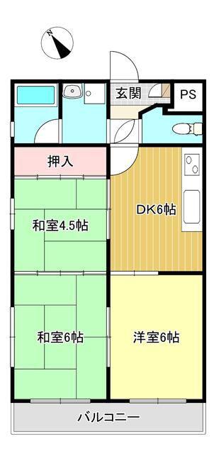 オーシャン徳力(3DK/4階)の間取り写真