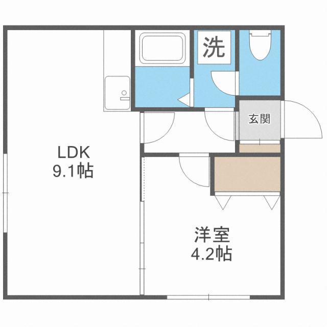 シングルステージ北大前(1LDK/3階)の間取り写真