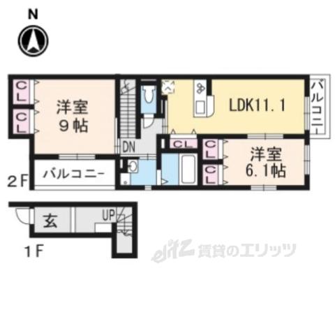 アリア宝ヶ池(2LDK/2階)の間取り写真