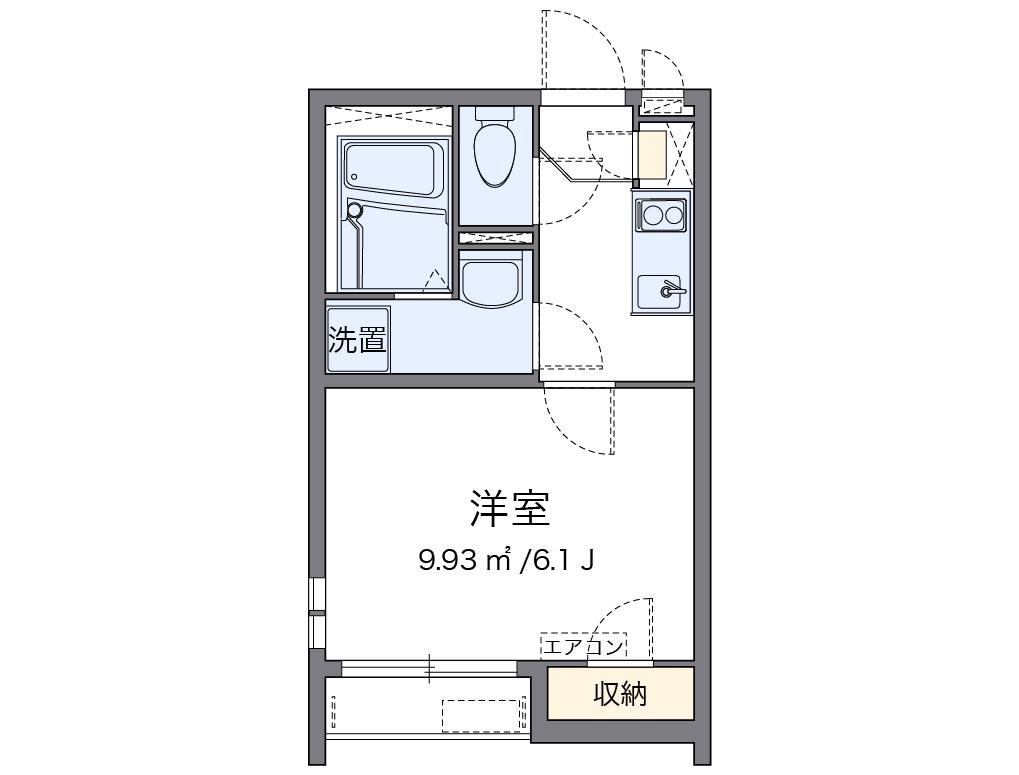 クレイノOAKCOURT長橋II(1K/1階)の間取り写真