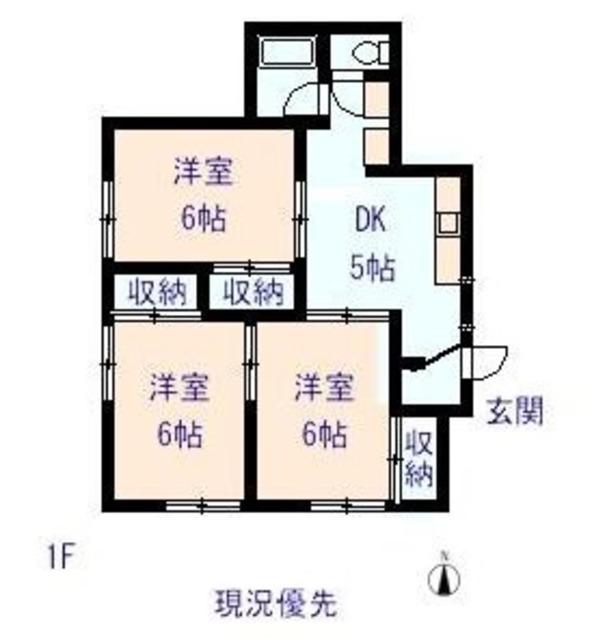 パーソナルマンション三ケ木(3K/1階)の間取り写真