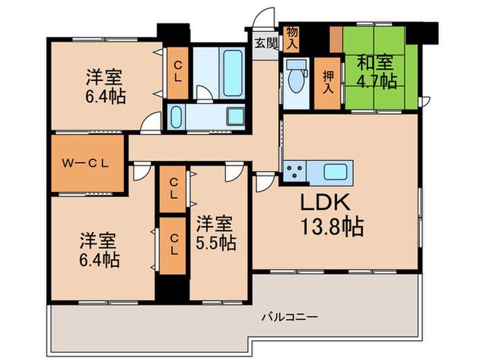 BPRレジデンス高宮(4LDK/10階)の間取り写真