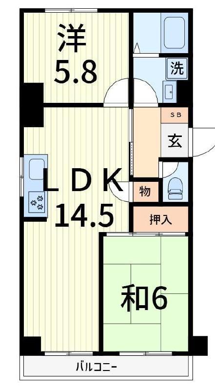 DSVARIE亀有レジデンス(2LDK/6階)の間取り写真