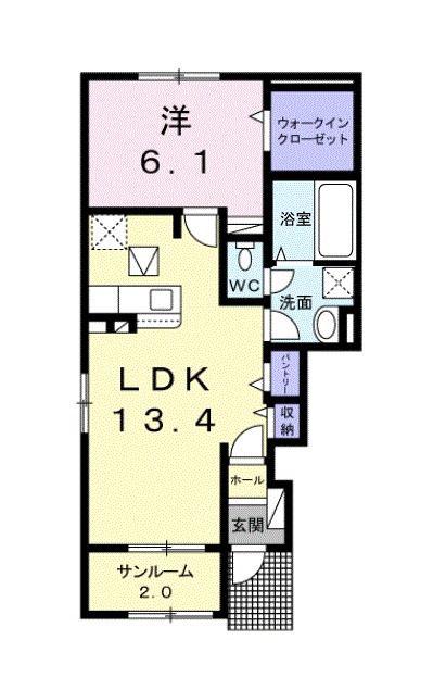 RISE II(1LDK/1階)の間取り写真
