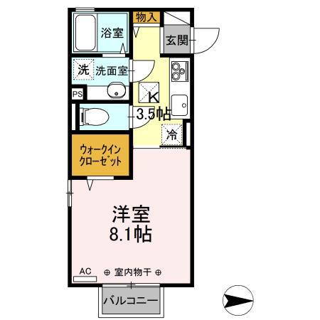 クラージュ(1K/1階)の間取り写真