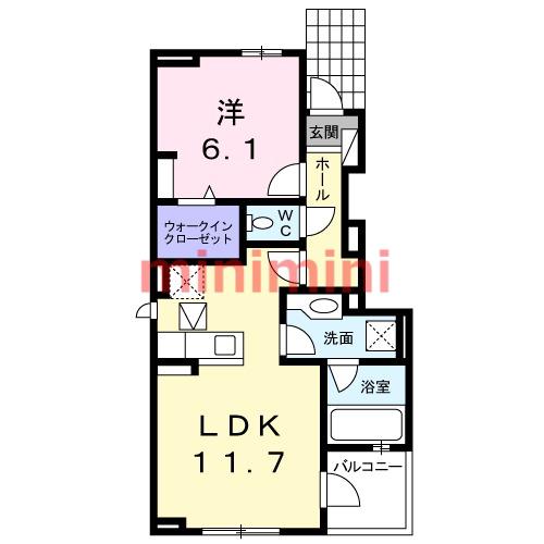 サンリット リヴァー(1LDK/1階)の間取り写真